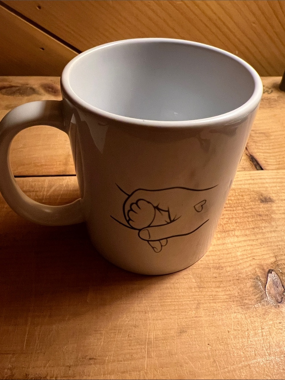 Paw in Hand with Heart Near or Far Love Remains Wherever You Are pet loss Mug - Picture 11 of 16